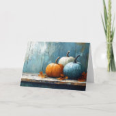 Impressionistisch trio van pompoenen op roestig ho kaart (Voorkant)