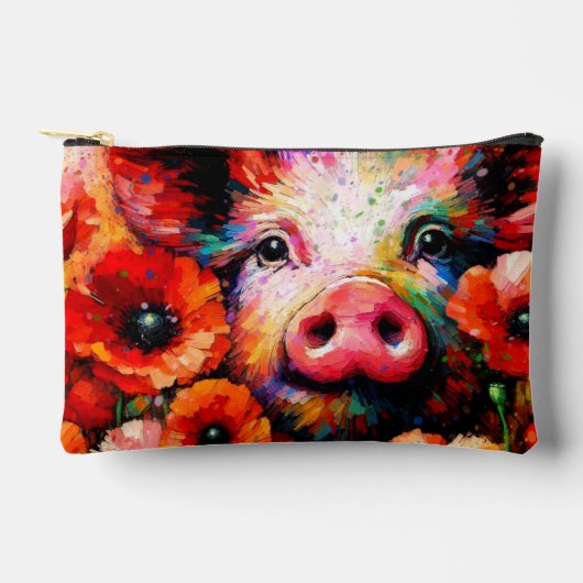 Impressionistisch varken in rode papaver bloemen etui (Voorkant)