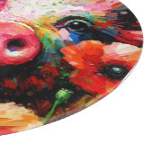 Impressionistisch varken in rode papaver bloemen snijplank (Hoek)