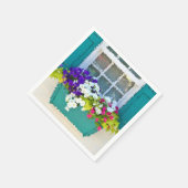 Impressionistisch venster bloembak papier servet (Hoek)