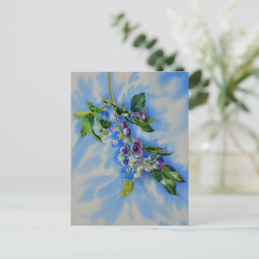 Impressionistisch verven van bosbessen briefkaart (Staand voorkant)