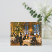 Impressionistisch vintage kerstdiner in elegante briefkaart (Staand voorkant)