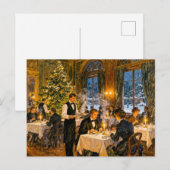 Impressionistisch vintage kerstdiner in elegante briefkaart (Voorkant / Achterkant)