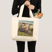 Impressionistisch Vrouw Breien Grote Tote Bag (Voorkant (product))