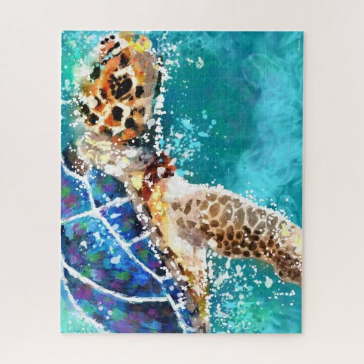 Impressionistisch Zee Schildpad Tropisch nautisch Legpuzzel (Verticaal)