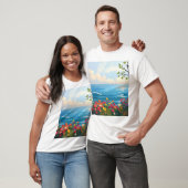 Impressionistisch zeegezicht met bloeiende tuin t-shirt (Unisex)