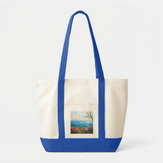 Impressionistisch zeegezicht met bloeiende tuin tote bag