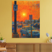 Impressionistische AI-kunst van een parkeerterrein Canvas Afdruk (Insitu (Woonkamer))