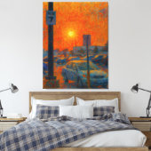 Impressionistische AI-kunst van een parkeerterrein Canvas Afdruk (Insitu (Slaapkamer))