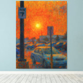 Impressionistische AI-kunst van een parkeerterrein Canvas Afdruk (Insitu (Houten vloer))