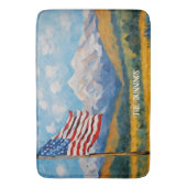 Impressionistische Amerikaanse vlag en bergen Badmat (Voorkant Verticaal)