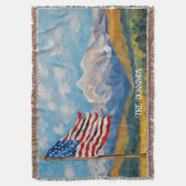 Impressionistische Amerikaanse vlag en bergen Deken (Voorkant Verticaal)