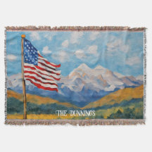 Impressionistische Amerikaanse vlag en bergen