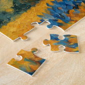 Impressionistische Amerikaanse vlag en bergen Legpuzzel (Zijkant)