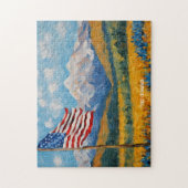 Impressionistische Amerikaanse vlag en bergen Legpuzzel (Verticaal)