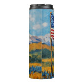 Impressionistische Amerikaanse vlag en bergen Thermosbeker (Achterkant)