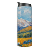 Impressionistische Amerikaanse vlag en bergen Thermosbeker (Geroteerd rechts)