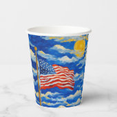 Impressionistische Amerikaanse vlag Papieren Bekers (Achterkant)
