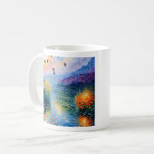 Impressionistische ballonnen op de rivier koffiemok (Voorkant links)