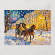 Impressionistische besneeuwde stadsnacht met passe