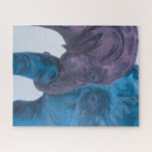 Impressionistische Blau Paarse Olifanten Puzzel (Horizontaal)