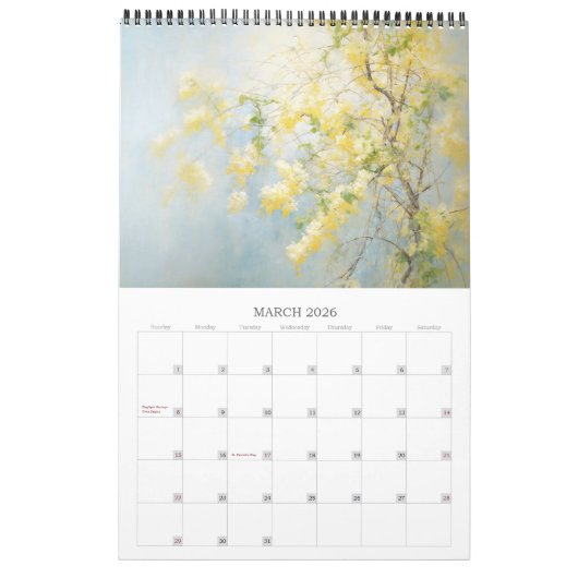Impressionistische Bloemen 2026 Kalender (Mar 2026)