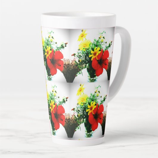 Impressionistische bloemen Art Design Latte Mok (Rechterhoek)