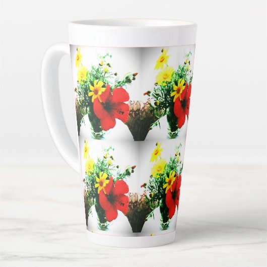 Impressionistische bloemen Art Design Latte Mok (Linkerhoek)