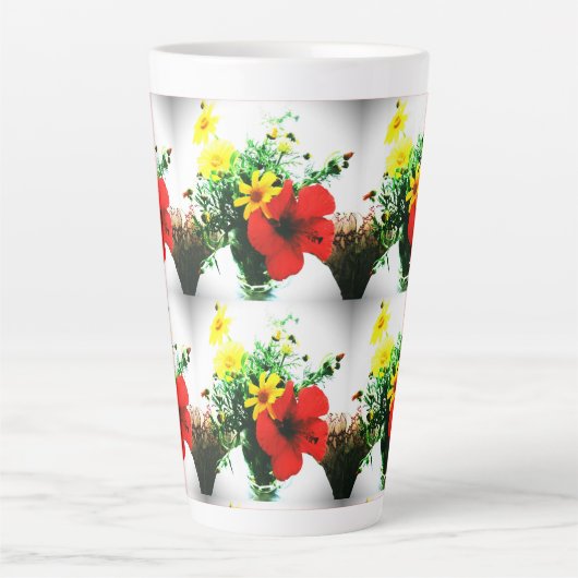 Impressionistische bloemen Art Design Latte Mok (Voorkant)