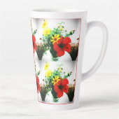 Impressionistische bloemen Art Design Latte Mok (Rechts)