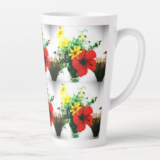 Impressionistische bloemen Art Design Latte Mok (Rechts)