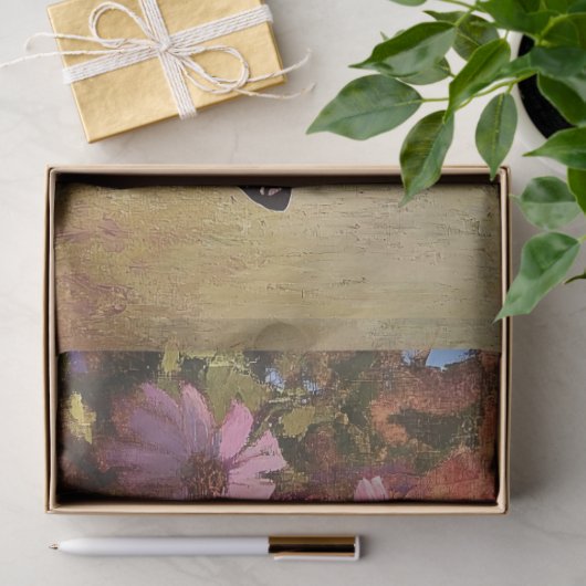 Impressionistische bloemen en vlinderontkoppeling tissuepapier (Geschenk)