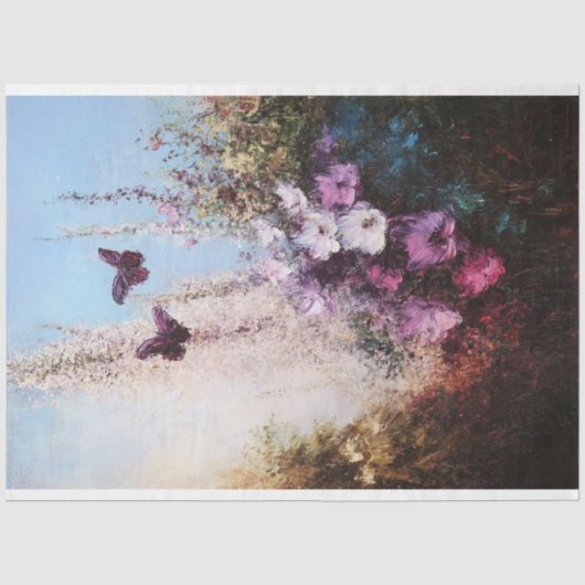 Impressionistische bloemen en vlinders Decoupage Tissuepapier (Voorkant)