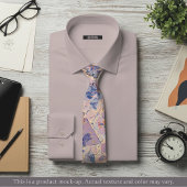 Impressionistische bloemenschildering met lichte p stropdas