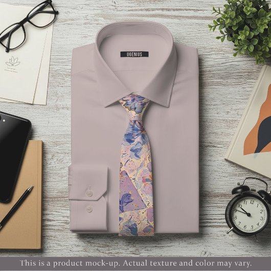 Impressionistische bloemenschildering met lichte p stropdas