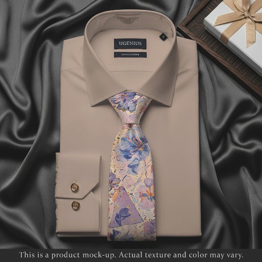 Impressionistische bloemenschildering met lichte p stropdas