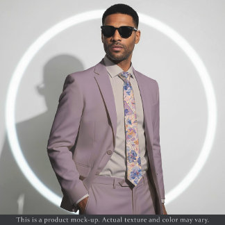 Impressionistische bloemenschildering met lichte p stropdas