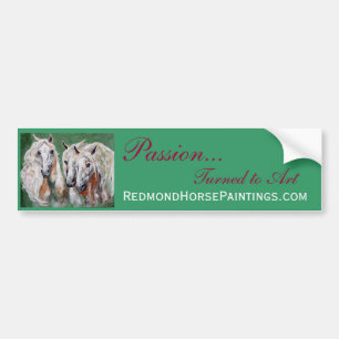 Impressionistische Bumpersticker van witte paarden