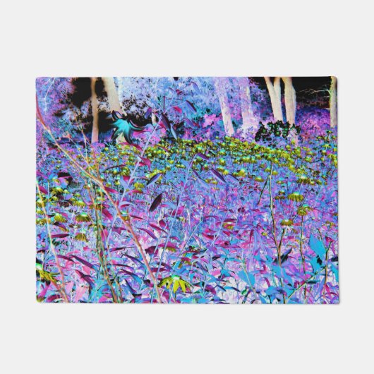 Impressionistische Chartreuse en Aqua Garden Flowe Deurmat (Voorkant)