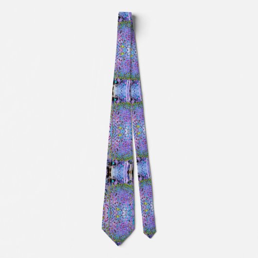 Impressionistische Chartreuse en Aqua Garden Flowe Stropdas (Voorkant)