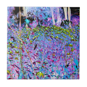 Impressionistische Chartreuse en Aqua Tuin Bloemen Tegeltje