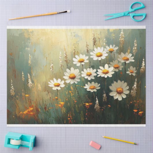 Impressionistische Daisy Field Art Decoupage Tissuepapier (Craft)