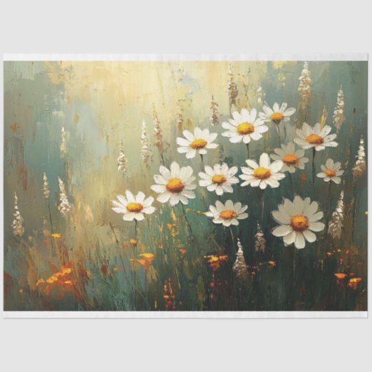 Impressionistische Daisy Field Art Decoupage Tissuepapier (Voorkant)