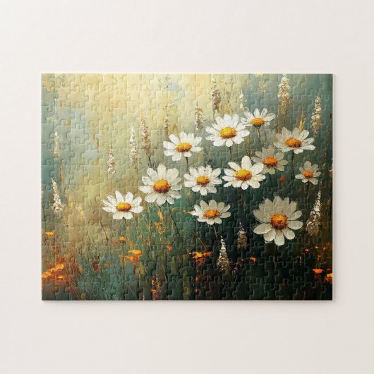 Impressionistische Daisy Field Art Legpuzzel (Horizontaal)