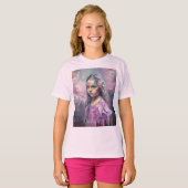 Impressionistische Dochter Portret Roze T-shirt (Voorkant volledig)