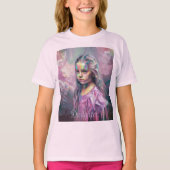 Impressionistische Dochter Portret Roze T-shirt (Voorkant)
