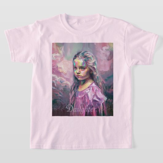 Impressionistische Dochter Portret Roze T-shirt (Laagn)
