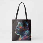 IMPRESSIONISTISCHE DONKERE GALAXY KAT MET STERREN TOTE BAG (Voorkant)