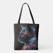 IMPRESSIONISTISCHE DONKERE GALAXY KAT MET STERREN TOTE BAG (Achterkant)