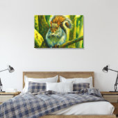Impressionistische eekhoorn in bosgebladerte canvas afdruk (Insitu (Slaapkamer))